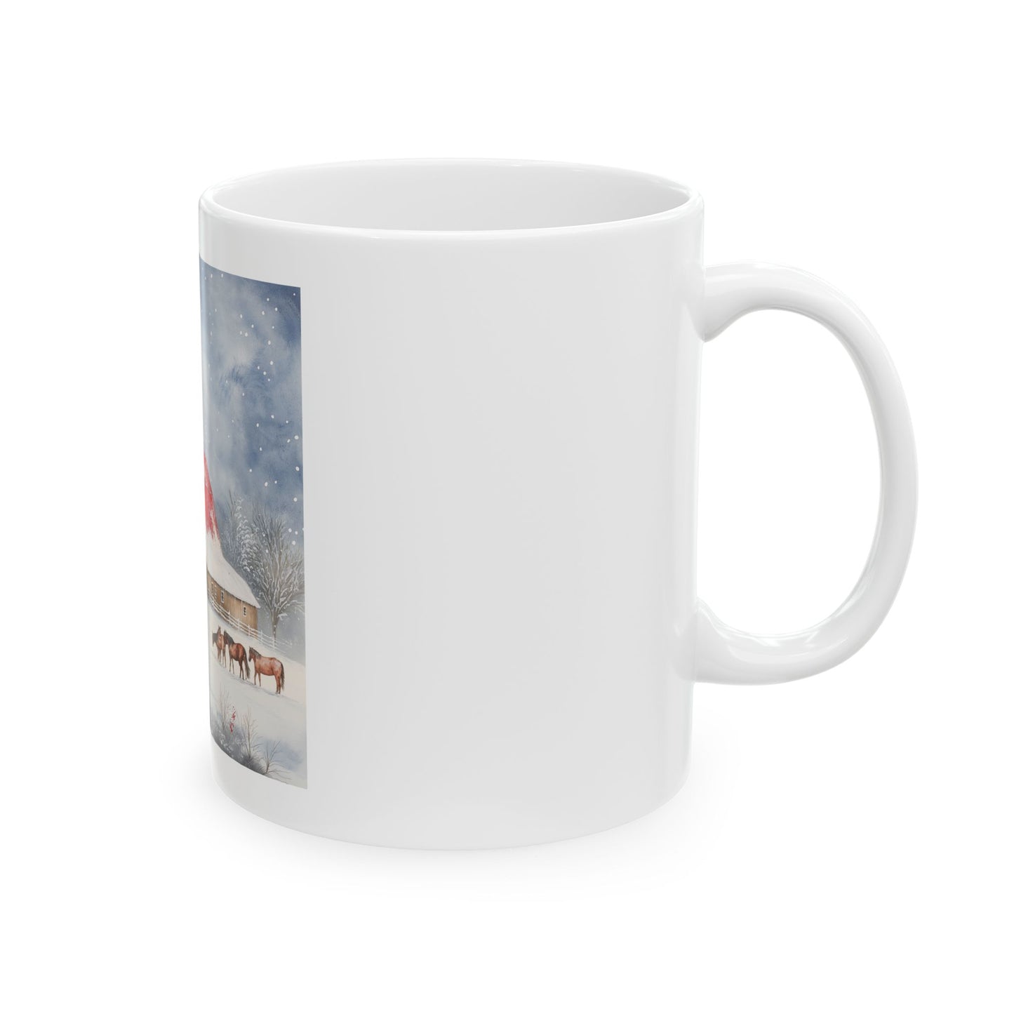 Mug - Snowy Barn Landscape Ceramic Mug (11oz, 15oz)