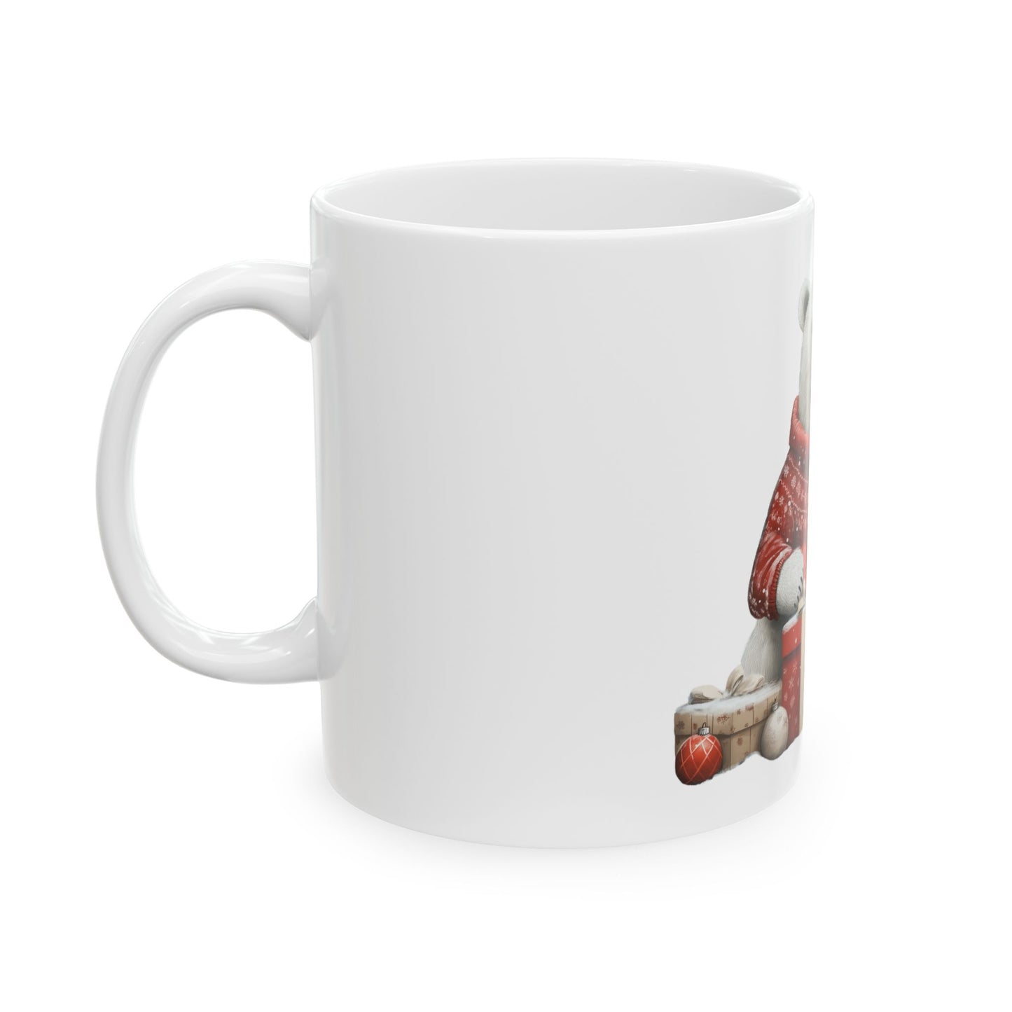 Mug - Polar Bear Holding Gifts Christmas Ceramic Mug (11oz, 15oz)