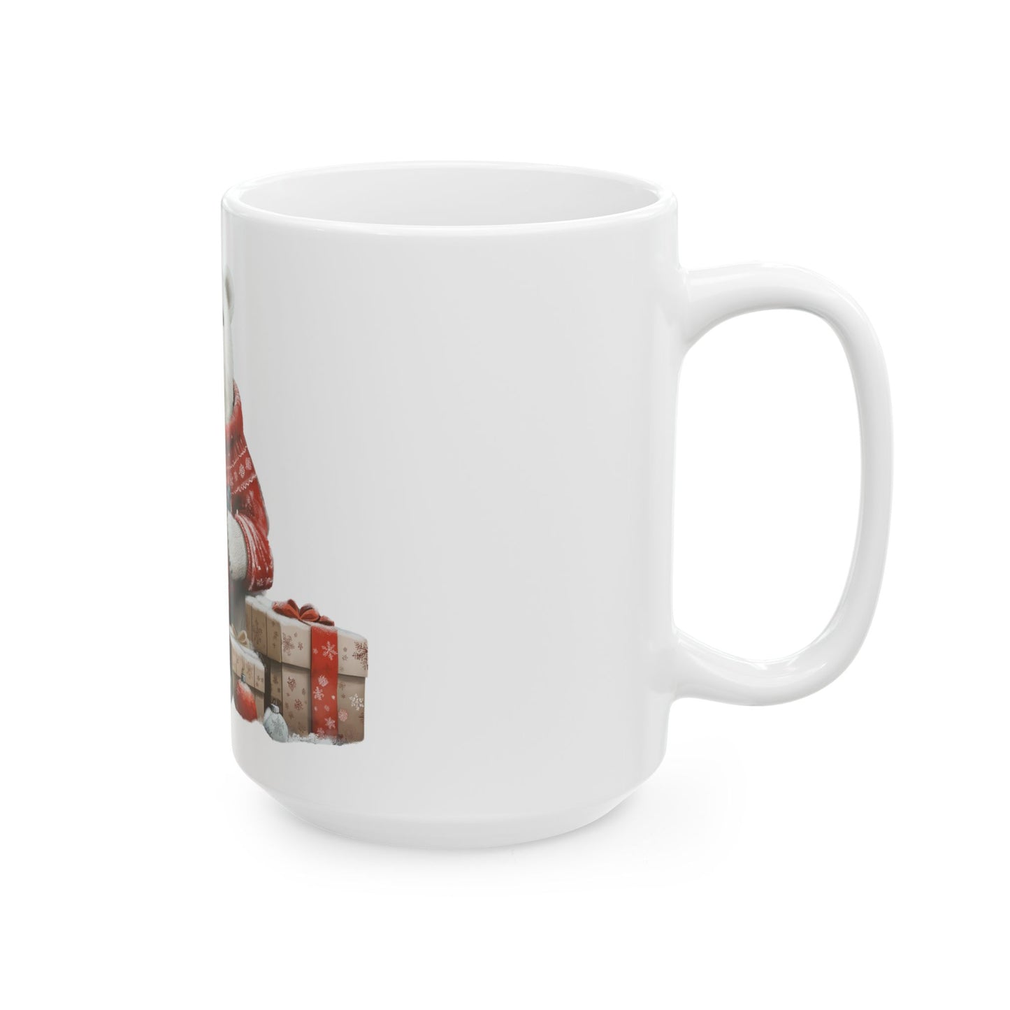 Mug - Polar Bear Holding Gifts Christmas Ceramic Mug (11oz, 15oz)