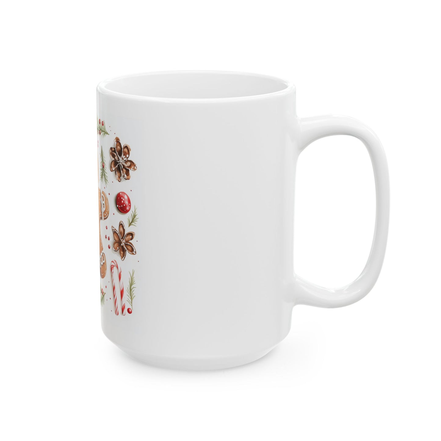 Festive Gingerbread Man Ceramic Mug (11oz, 15oz)