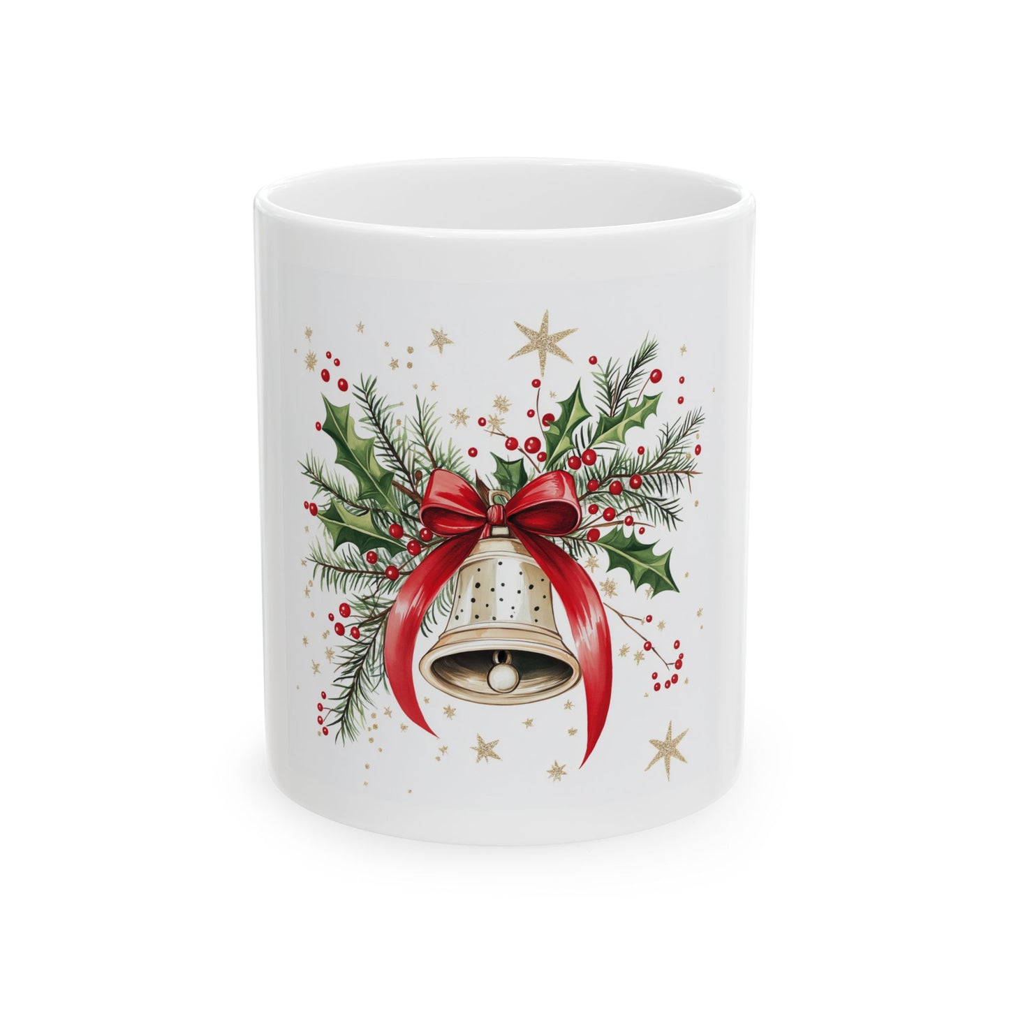 Festive Christmas Bell Ceramic Mug (11oz, 15oz)