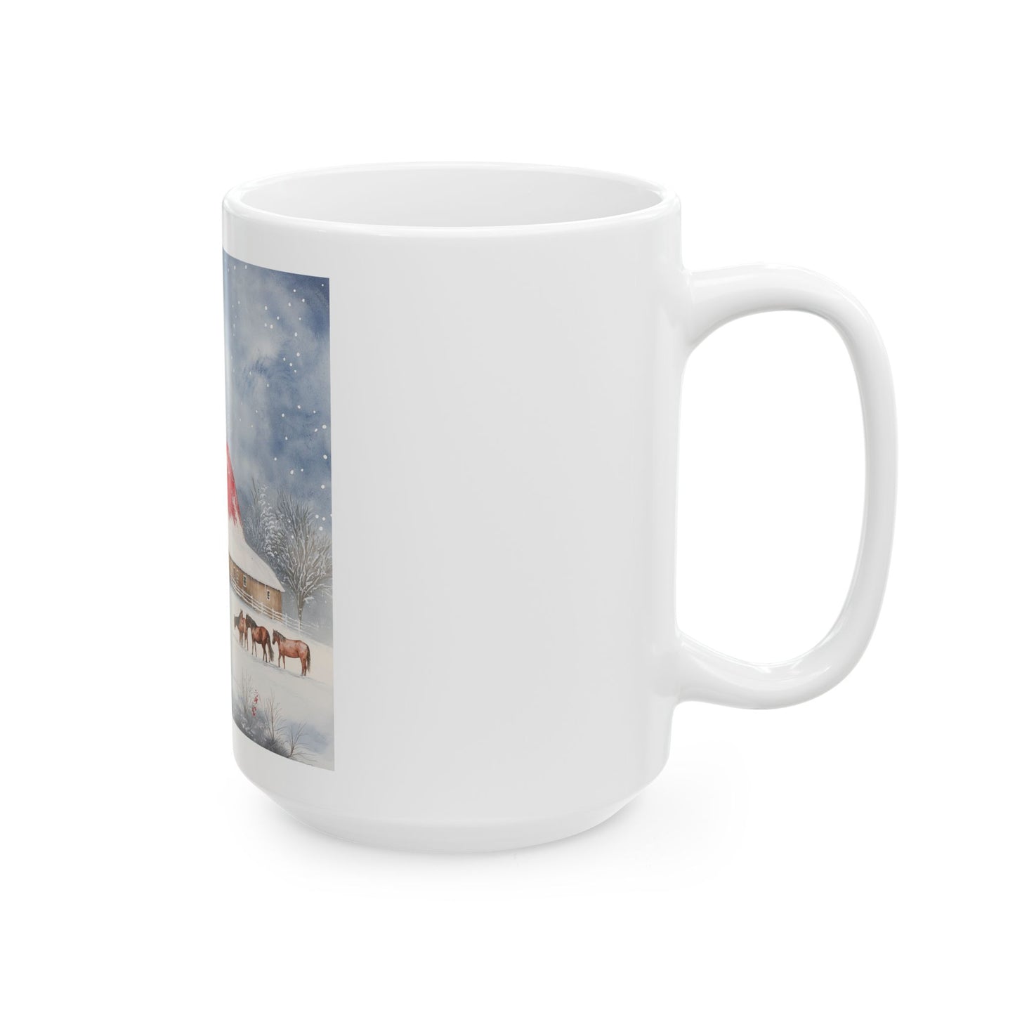 Mug - Snowy Barn Landscape Ceramic Mug (11oz, 15oz)