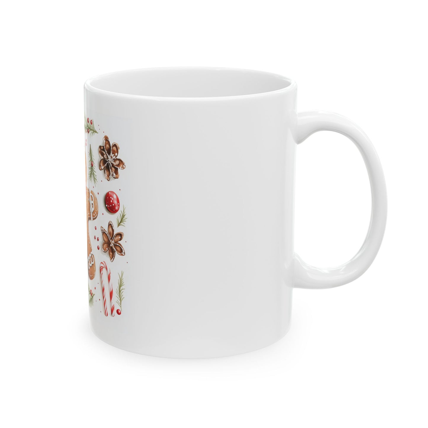 Festive Gingerbread Man Ceramic Mug (11oz, 15oz)